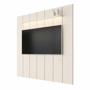 Painel Ripado Moderno Para TV 85¨ Com LED 220cm Lumi 2.2 EDN Off White