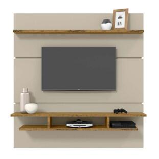 Painel Para TV 60 Polegadas Adryan Patrimar Off White/Nature