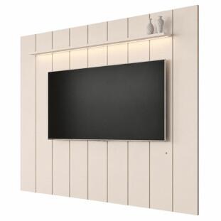Painel Ripado Moderno Para TV 85¨ Com LED 280cm Lumi 2.8 EDN Off White