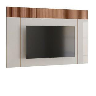 Painel Para TV 75 Polegadas Sagary 2.1 EAX Móveis Off White/Tauari Ripado
