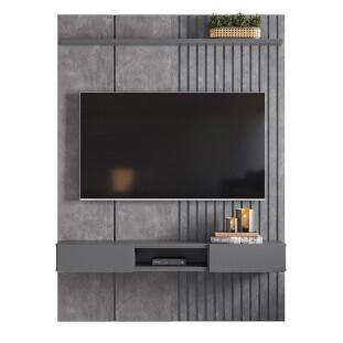 Painel Ripado 153cm Para TV 65 Polegadas Bless 1.6 Lukaliam Cimento Queimado
