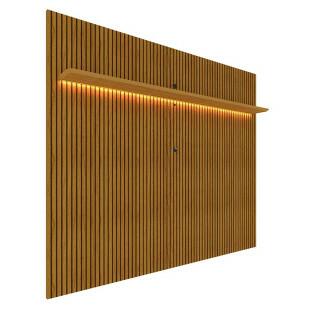 Painel Ripado 3D MDF 224cm x 250cm Para TV 75 Polegadas LED Requinte Gelius Naturale