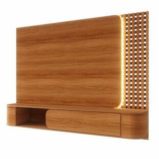 Painel Para TV 65" Ripado Com LED 183cm Alvorada Lukaliam Jequitiba