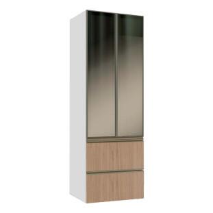 Módulo Paneleiro 172x70x56cm 2 Portas Vidro Reflecta 2 Gavetas 100% MDF Cozinha Modulada Gold J Robel Branco/Hanover