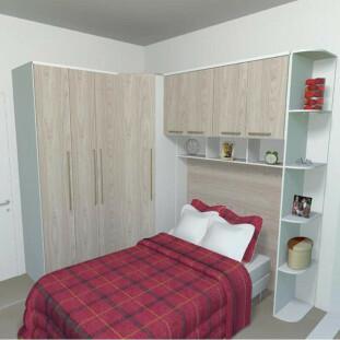 Quarto Modulado Completo 187,4cm x 257,6cm Carolina Premium Robel Branco/Vanilla