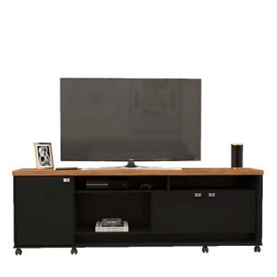 Rack Bancada Para TV 65 Polegadas Dallas 1.8 Lukaliam Preto/Amêndoa