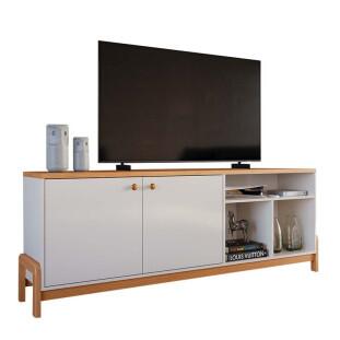 Rack Bancada Sala 183cm Para TV 75 Polegadas Sunny 1.83 Lukaliam Off White/Jequitiba