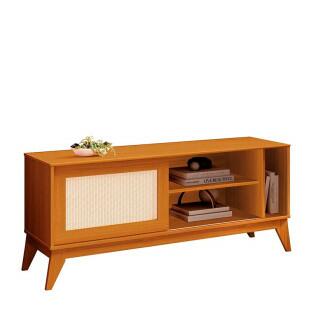 Rack Retrô Ratan Sala Para TV 55¨ 136cm Cayman EDN Cedro