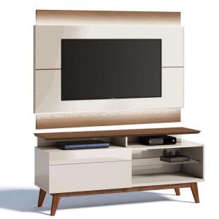 Rack com Painel Para TV Classic Mais 1G 1.4 Com LED Imcal Off White/Freijo
