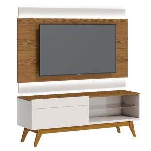 Rack com Painel Para TV 146cm 1 Gaveta Classic 1G 1.4 Com LED Imcal Freijo/Off White
