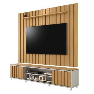Rack Com Painel Ripado 218cm Para TV 75 Polegadas Brise 2.2 EDN Freijo/Fendi