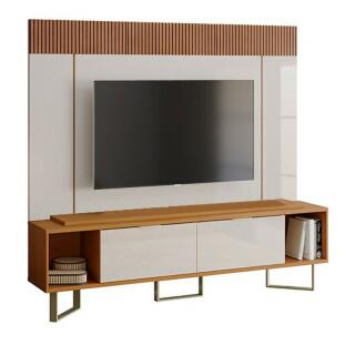 Rack Com Painel Para TV 75 Polegadas Sagary 2.1 EAX Móveis Tauari/Off White