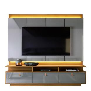 Rack com Painel Para TV 75 Polegadas 2.1 Zory EAX Móveis Tauari/Cinza