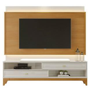 Rack com Painel Para TV 75 Polegadas 2.1 Koly EAX Móveis Off White/Tauari
