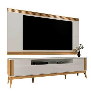 Rack Com Painel Ripado Para TV 75 Pol Brunt 2.2 EAX Móveis Fendi/Freijo
