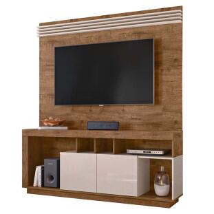 Rack Com Painel TV Até 55 Pol Napole 1.6 Lukaliam Canela/Off White