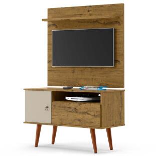 Rack com Painel Pequeno Para TV 32 Polegadas 90cm Yan Patrimar Nature/Off White