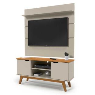 Rack com Painel Para TV 55 Polegadas 140cm Prism 1.4 Patrimar Off White/Cinamomo
