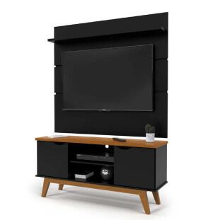 Rack com Painel Para TV 46 Polegadas 140cm Prism 1.4 Patrimar Preto/Cumaru