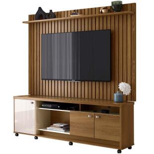 Rack com Painel Ripado Para TV 75 Polegadas Dallas Lukaliam Imbuia/Off White