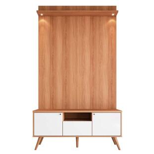 Rack Com Painel 136cm Para TV 55 Polegadas River 1.36 Lukaliam Jequitiba/Off White