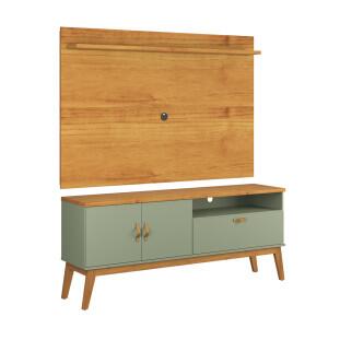 Rack com Painel Pequeno 136cm Quarto Sala Para TV 55 Sirius 1.4 Patrimar Alecrim/Cinamomo