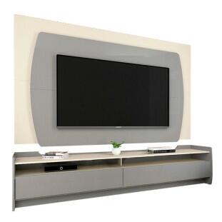 Rack com Painel TV 65 Polegadas Sublime 1.8 Gelius Cinza/Off White