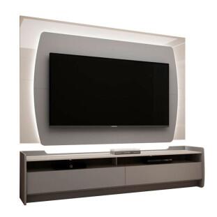Rack com Painel TV 65 Polegadas Sublime 1.8 Com LED Gelius Cinza/Off White