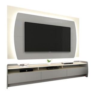 Rack com Painel TV 70 Polegadas Sublime 2.2 Com Led Gelius Cinza/Off White