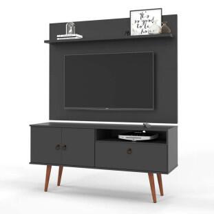 Rack com Painel 137cm Para TV 46 Polegadas Topázio Patrimar Preto