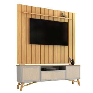 Rack Com Painel Ripado Para TV 75 Polegadas 180cm Darin Brise 1.8 EDN Freijo/Fendi