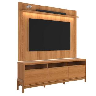 Rack Elegance 190cm + Painel Évora 180cm TV 75" Lukaliam Jequitiba