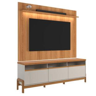 Rack Elegance 190cm + Painel Évora 180cm TV 75" Lukaliam Jequitiba/Off White