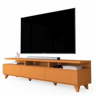 Rack Para Sala 180cm Para TV 75¨ 3 Gavetas Gloss 1.8 EDN Cedro