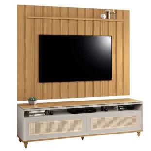 Rack Com Painel Ripado 180cm Para TV 75 Polegadas Hannover Brise 1.8 EDN Freijo/Fendi