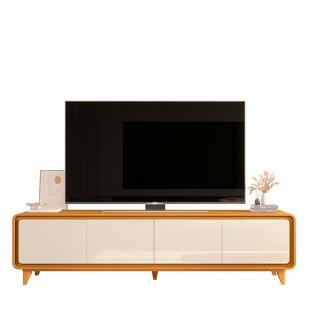 Rack Canto Arredondado 218cm Para TV 85¨ 4 Portas Liv 2.2 EDN Cedro/Off White