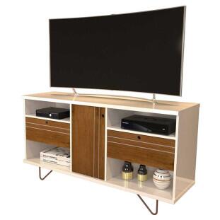 Rack Bancada Para TV 55 Polegadas 5353 JB Bechara Pérola/Caramelo