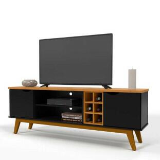 Rack Para TV Sala 60 Polegadas 180cm Prism 1.8 Patrimar Preto/Cinamomo