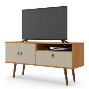 Rack Retrô Para TV 46 Polegadas 137cm Topázio Patrimar Cinamomo/Off White