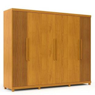 Guarda Roupa Casal 6 Portas 4 Gavetas 273cm x 240cm Absolut Gelius Naturale/Ripado