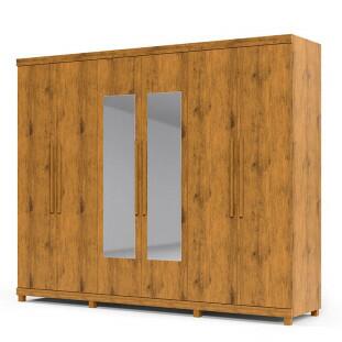 Guarda Roupa Casal Com Espelho 6 Portas 273cm x 240cm Absolut Gelius Madeirado