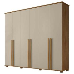 Guarda Roupa Casal 6 Portas 263cm Com Pés Amsterdã RV Móveis Cinamomo/Off White