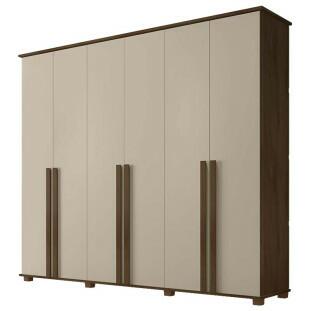 Guarda Roupa Casal 6 Portas 263cm Com Pés Amsterdã RV Móveis Freijo/Off White