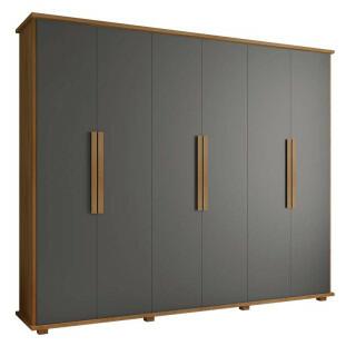 Guarda Roupa Casal 6 Portas 271cm Canada RV Móveis Cinamomo/Grafite