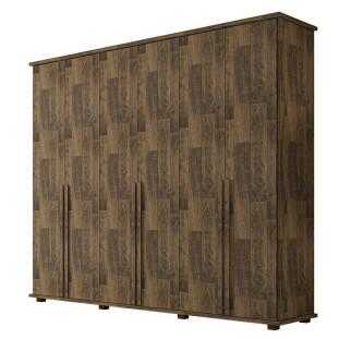 Guarda Roupa Casal 271cm 6 Portas 5 Gavetas Estrela RV Móveis Amadeirado