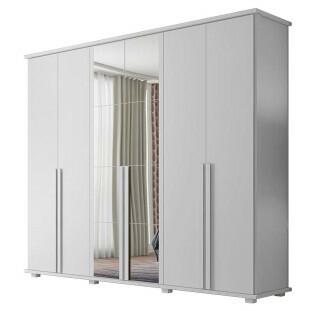 Guarda Roupa 6 Portas com Espelho 271cm Estrela RV Móveis Branco