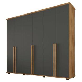 Guarda Roupa Casal 271cm 6 Portas 5 Gavetas Estrela RV Móveis Cinamomo/Grafite