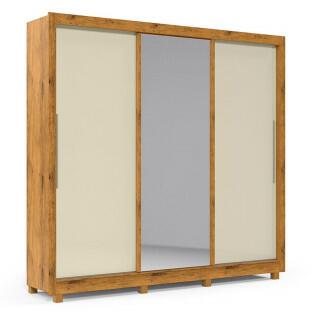 Guarda Roupa Casal Grande Espelhado 3 Portas Imperial Gelius Madeirado/Off White