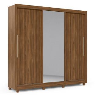 Guarda Roupa Casal Grande Espelhado 3 Portas Imperial Gelius Nogueira