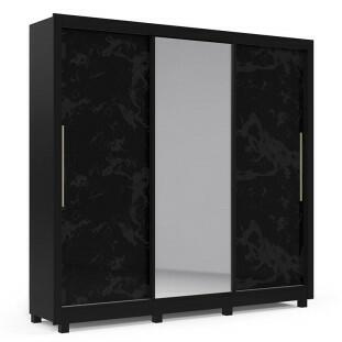 Guarda Roupa Casal Grande Espelhado 3 Portas Imperial Gelius Preto/Nero